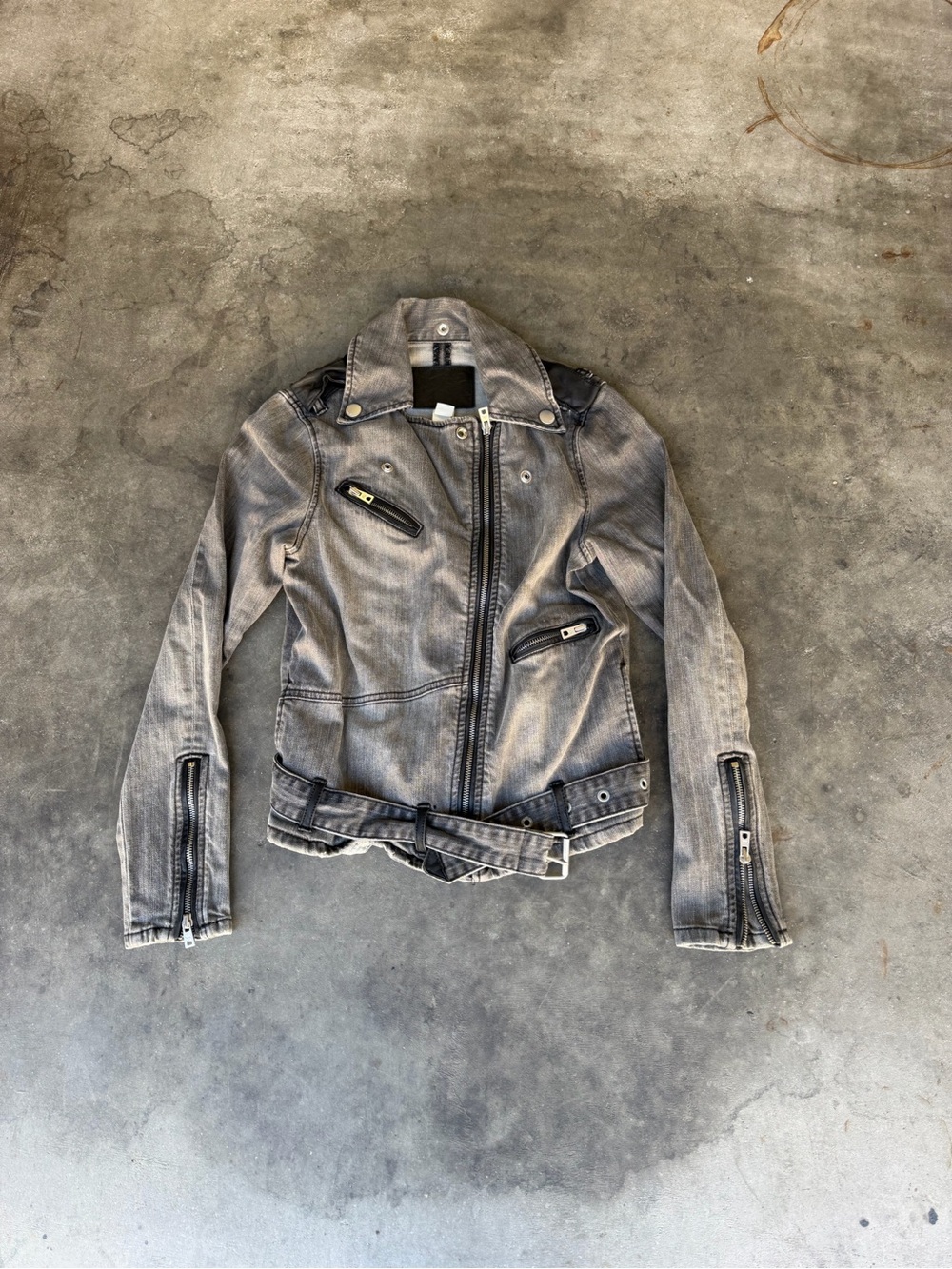 Quicksilver Moto Multipocket Denim Jacket Gray/Black Woman’s M
